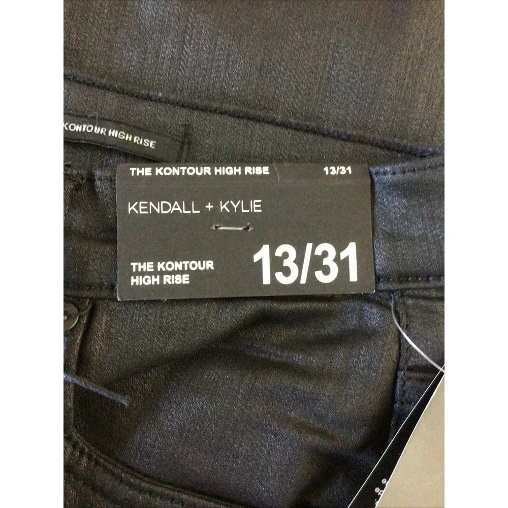 Kendall + Kylie Coated Black Kontour High Rise Pants, Sz 13/31 NWT - Picture 6 of 9